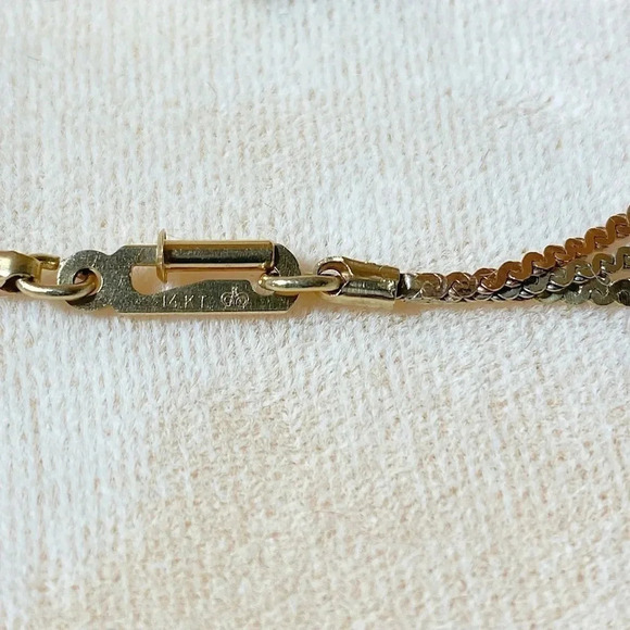 Ellman’s Vintage White, Yellow & Rose 3 Strand 14k Gold Necklace - Picture 7 of 7